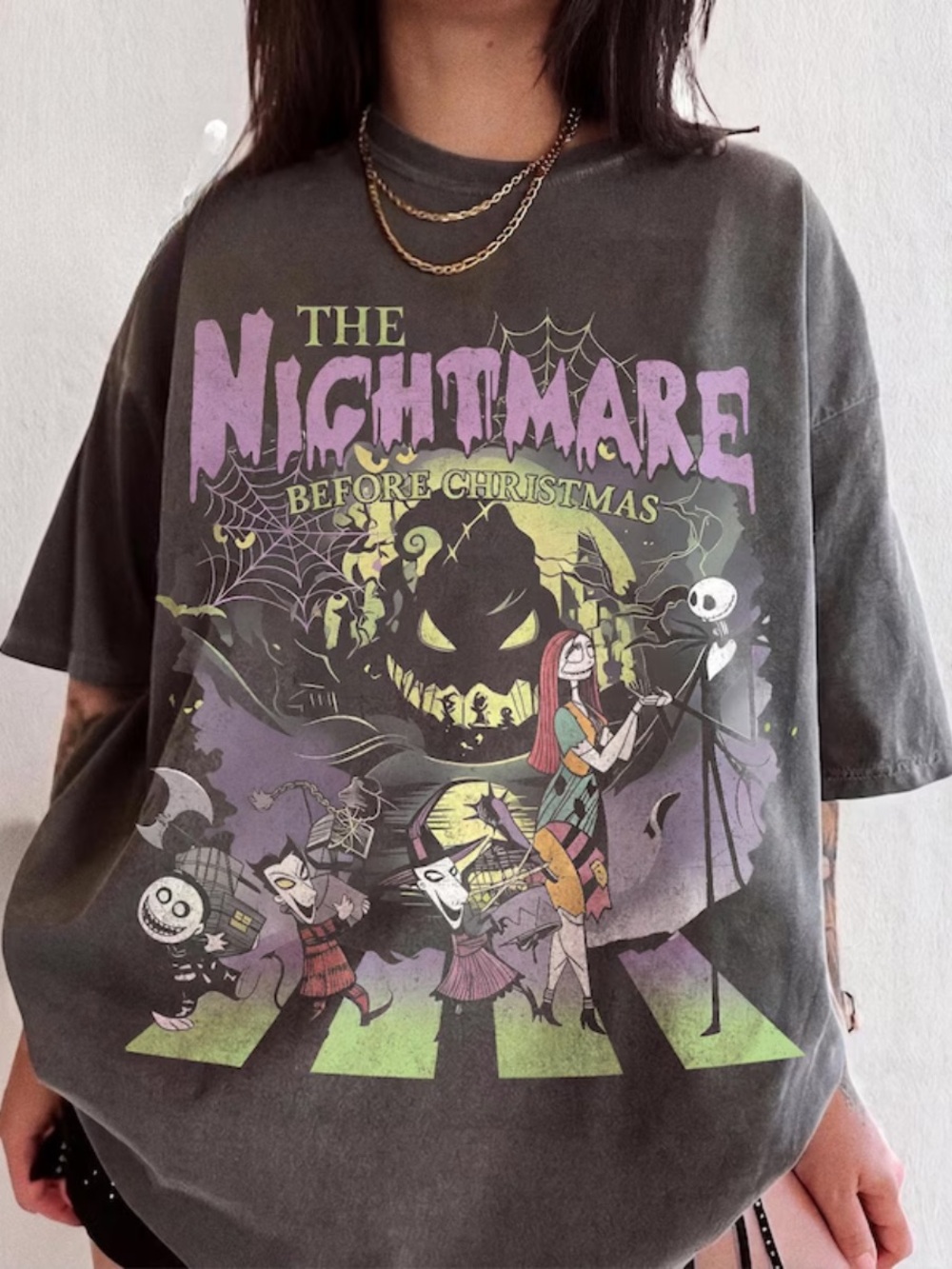 The Nightmare Before Christmas Kids Graphic Tee - Dark Grey